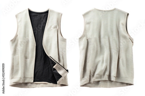 Fototapeta Sleeveless jacket is so cool, perfect for layering, showing its open front