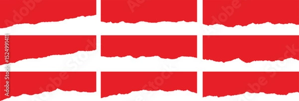 Fototapeta torn or ripped paper sheet. Scrapbook edge, notebook tear or blank page split vector illustration 
