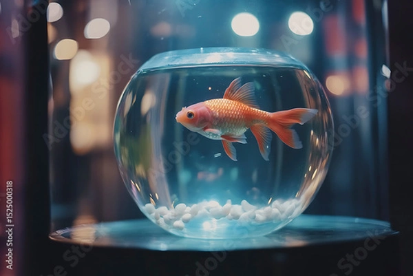 Fototapeta Bold Goldfish Leaping Between Glass Bowls Symbolizing Change and Growth
