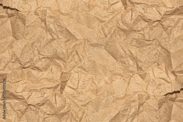 Obraz Realistic Crumpled Torn Brown Paper Textured Background for Creative Project.