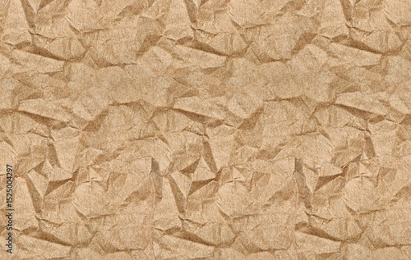 Obraz Realistic Crumpled Torn Brown Paper Textured Background for Creative Project.