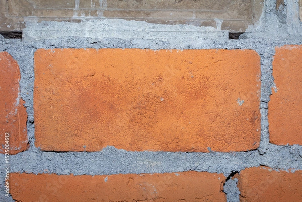 Obraz Realistic Red Clay Brick Wall with Cement Mortar Texture Background for Creative Design
