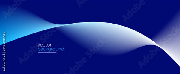 Obraz Smooth flow of wavy shape with gradient vector abstract background, dark blue design curve line energy motion, relaxing music sound or technology.