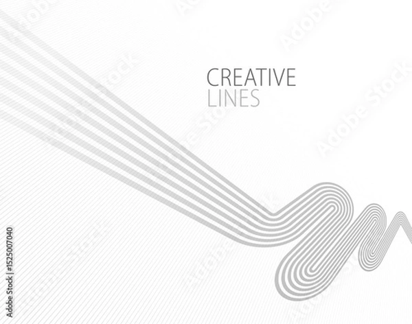 Obraz Wave lines in 3D perspective vector abstract background with smooth gradient of light grey and white monochrome colors, easy relaxing motion.
