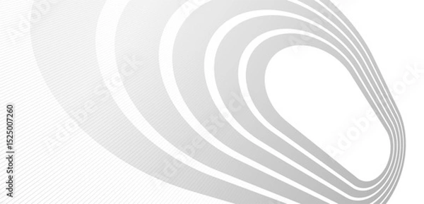 Obraz Lines in perspective vector abstract background in light grey and white monochrome, 3D dimensional stripes with smooth gradient and wavy motion.