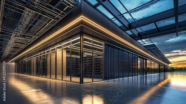 Fototapeta Sleek lines and advanced materials in modern data centers.
