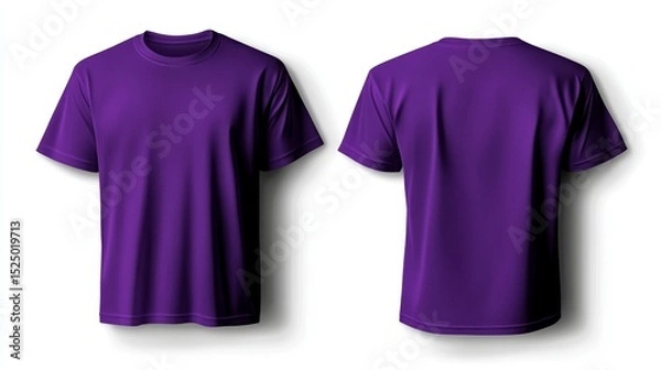 Fototapeta Vector template showcasing a purple t-shirt mockup with front and back views.