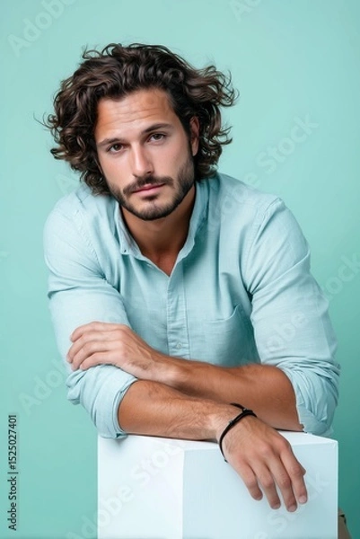 Obraz Chilled-out businessman in light chambray shirt