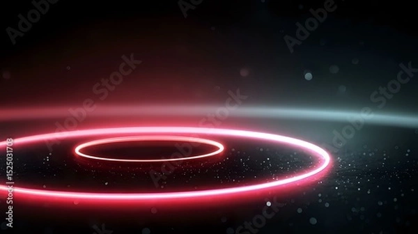 Obraz Smooth animation of concentric neon rings expanding outward in a dark minimal space