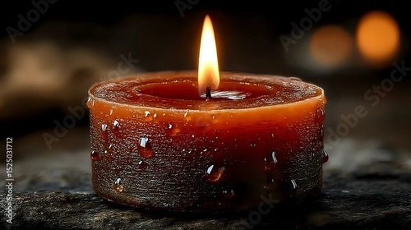 Obraz Soft candle flame flickering in the dark with detailed wick and gentle light falloff
