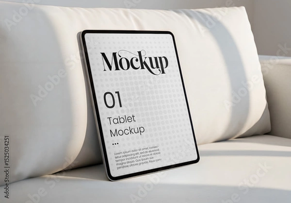 Fototapeta Tablet Mockup on Sofa - Half Side