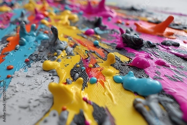 Obraz A splash of vibrant colors spills across the canvas, creating an abstract painted art piece that captures the energy of a modern, artistic expression.