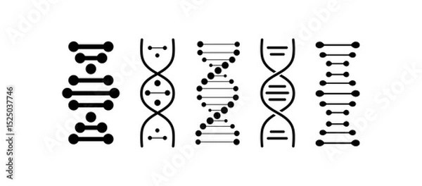Fototapeta dna icon set, dna helix, chromosome, molecule symbol, Vector illustration