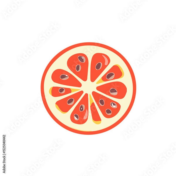Obraz My Simple flat 2D sliced passion fruit icon on a transparent background, high-resolution vector illustration, minimalist clipart, suitable for print and digital design, clipart icon set