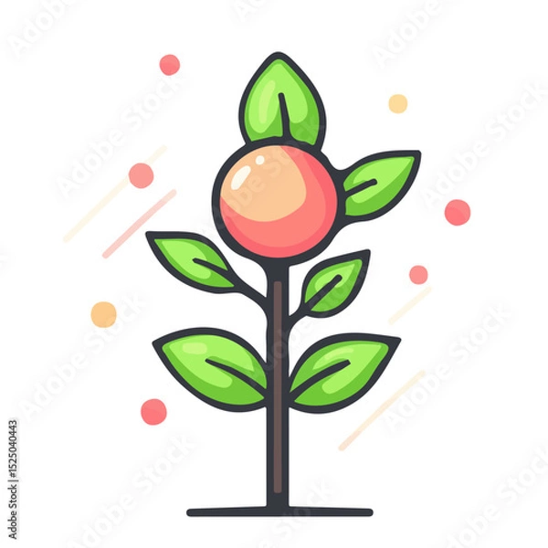 Obraz My Simple flat 2D peach tree icon on a transparent background, high-resolution vector illustration, minimalist clipart, suitable for print and digital design, clipart icon set