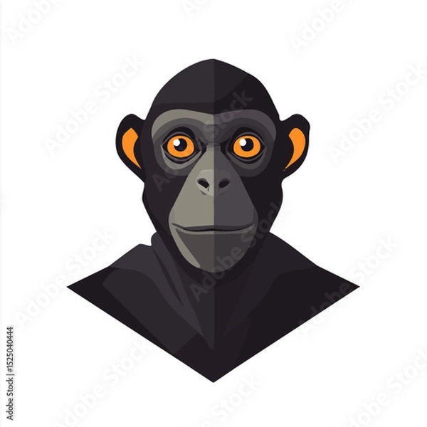 Obraz My Simple flat 2D monkey icon on a transparent background, high-resolution vector illustration, minimalist clipart, suitable for print and digital design, clipart icon set