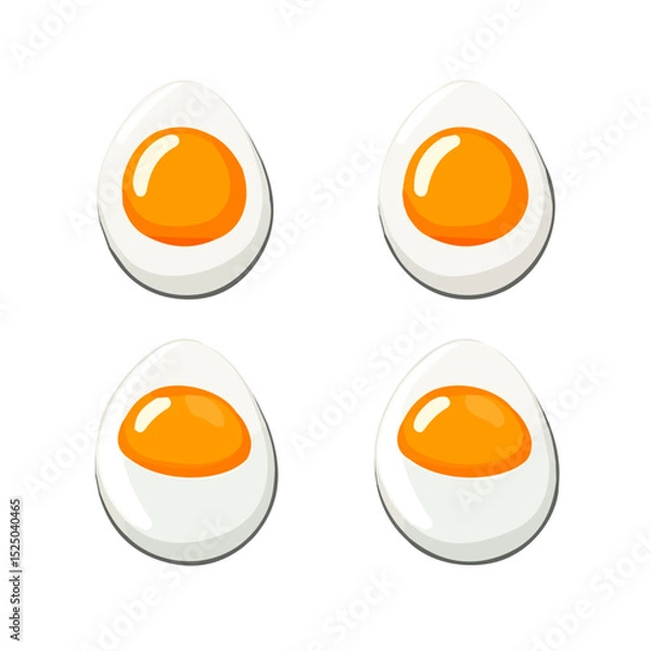Obraz My Simple flat 2D boiled eggs set icon on a transparent background, high-resolution vector illustration, minimalist clipart, suitable for print and digital design, clipart icon set