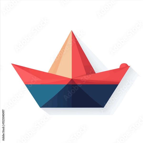 Obraz My Simple flat 2D paper boat icon on a transparent background, high-resolution vector illustration, minimalist clipart, suitable for print and digital design, clipart icon set
