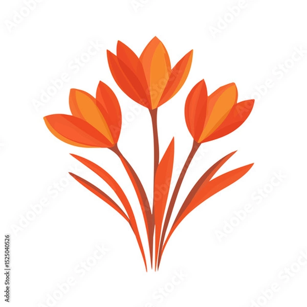 Obraz My Simple flat 2D saffron bunch icon on a transparent background, high-resolution vector illustration, minimalist clipart, suitable for print and digital design, clipart icon set