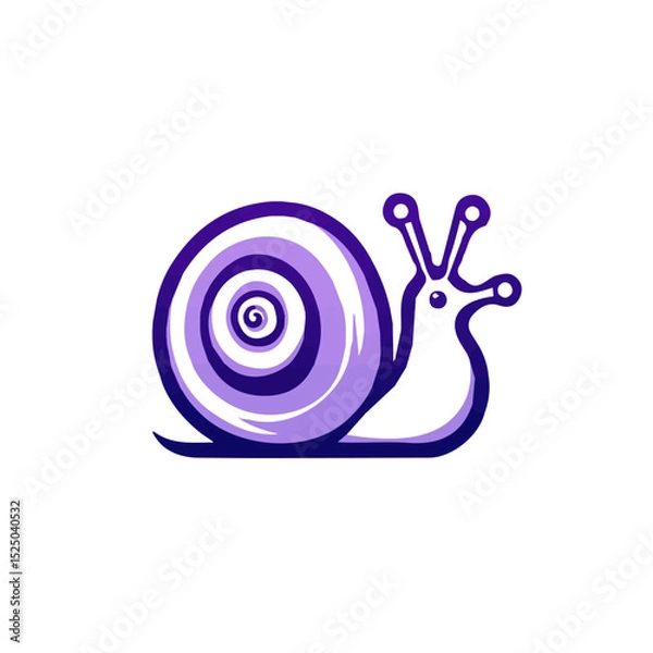 Obraz My Simple flat 2D violet snail icon on a transparent background, high-resolution vector illustration, minimalist clipart, suitable for print and digital design, clipart icon set