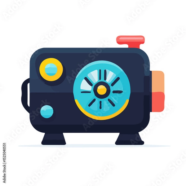 Obraz My Simple flat 2D air compressor  icon on a transparent background, high-resolution vector illustration, minimalist clipart, suitable for print and digital design, clipart icon set	