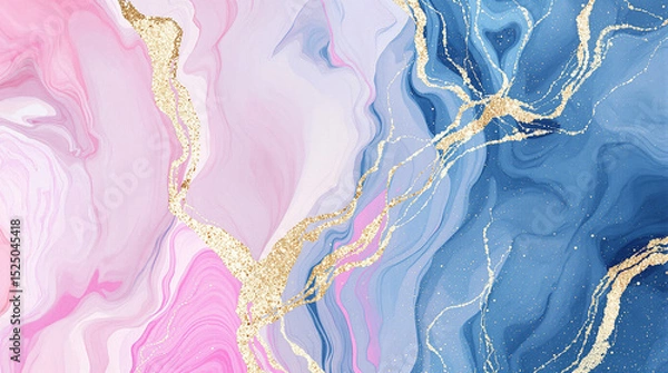 Obraz Marble Fusion: An elegant fusion of swirling pastel shades of pink, blue, and gold, an ethereal marble texture, creating a captivating design, and evokes feelings of opulence.