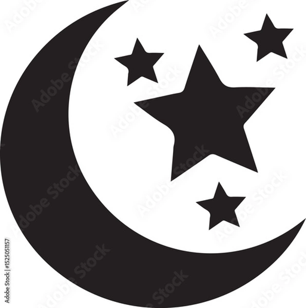 Fototapeta moon silhouette, night sky vector, lunar clipart, crescent moon outline, full moon shape, moon phase graphic, celestial body icon, glowing moon vector, mystical moon art,