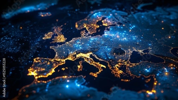 Obraz Digital mapping of eu network for business and data exchange across western europe