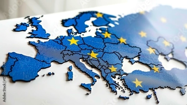 Obraz Digital mapping of the eu network for business and data exchange across western europe