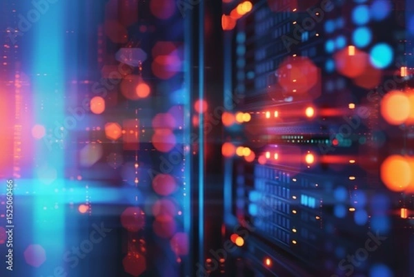Fototapeta Server room, Data Center. Big Data Storage. cloud computing technology. Neural network ai generated