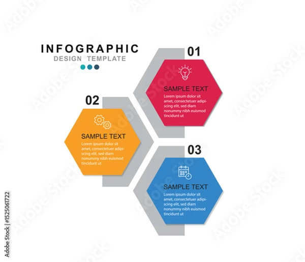 Fototapeta Vector Infographic label design template with icons and 3 options or steps. 