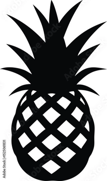 Fototapeta Black and White Pineapple Silhouette with Diamond Pattern for Design or Crafts Projects