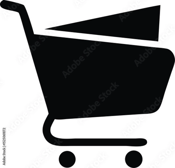 Fototapeta Black and White Shopping Cart Icon in a Splatter Shape for Online Retail