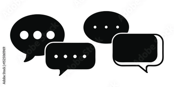Fototapeta Black and White Featuring Speech Bubbles and Dots in Communication Layout