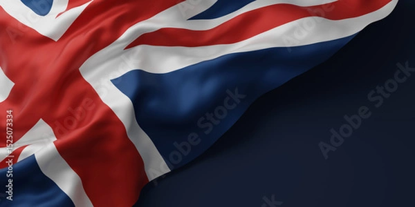 Fototapeta United kingdom or england flag on dark blue background with copy space 3D render