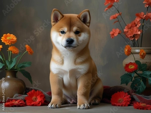 Obraz 座る柴犬[GenerativeAI]