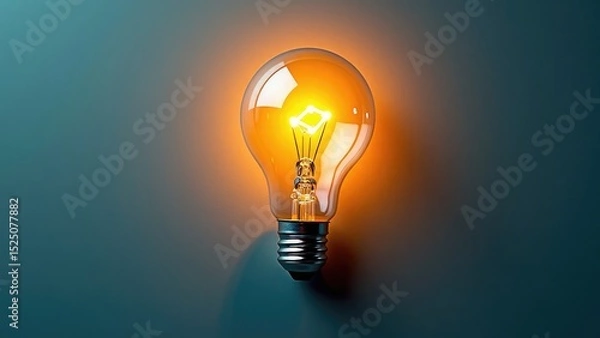 Fototapeta Yellow Light Bulb with Simple Background