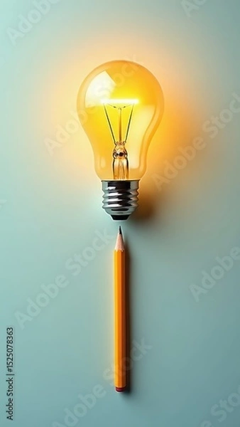 Fototapeta Yellow Light Bulb with Simple Background