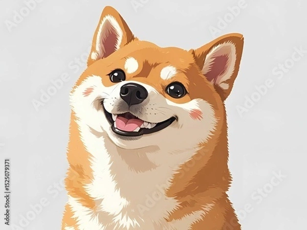 Obraz 笑顔の柴犬のイラスト[GenerativeAI]