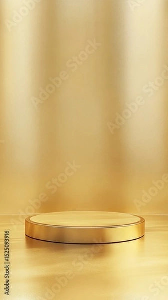 Fototapeta 3D Gold podium with stage product display. Minimal scene for mockup products, stage showcase, promotion display.