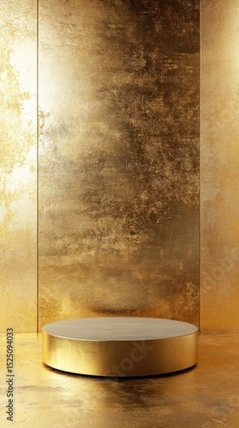 Fototapeta 3D Gold podium with stage product display. Minimal scene for mockup products, stage showcase, promotion display.