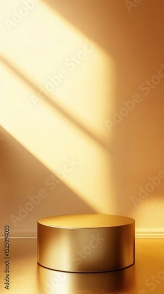 Fototapeta 3D Gold podium with stage product display. Minimal scene for mockup products, stage showcase, promotion display.