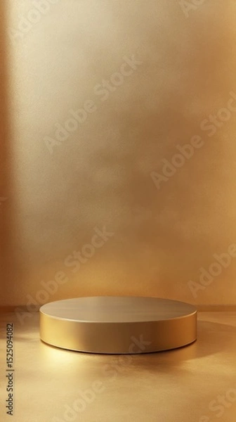 Fototapeta 3D Gold podium with stage product display. Minimal scene for mockup products, stage showcase, promotion display.