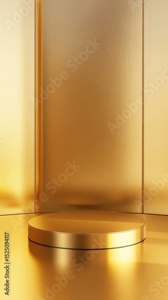 Fototapeta 3D Gold podium with stage product display. Minimal scene for mockup products, stage showcase, promotion display.