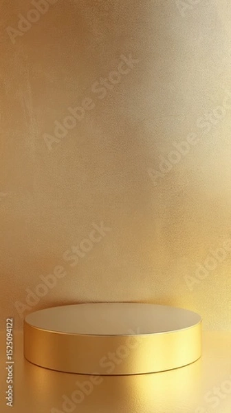 Fototapeta 3D Gold podium with stage product display. Minimal scene for mockup products, stage showcase, promotion display.