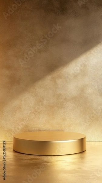 Fototapeta 3D Gold podium with stage product display. Minimal scene for mockup products, stage showcase, promotion display.