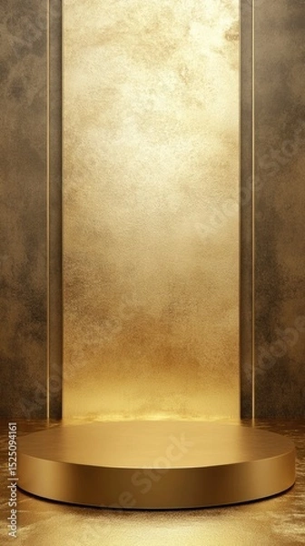 Fototapeta 3D Gold podium with stage product display. Minimal scene for mockup products, stage showcase, promotion display.