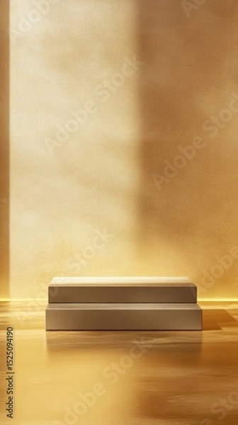 Fototapeta 3D Gold podium with stage product display. Minimal scene for mockup products, stage showcase, promotion display.