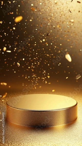 Fototapeta 3D Gold podium with stage product display. Minimal scene for mockup products, stage showcase, promotion display.