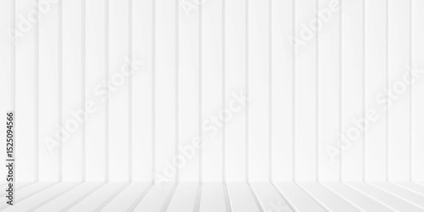 Fototapeta Wall and floor of white inset panels geometry background wallpaper